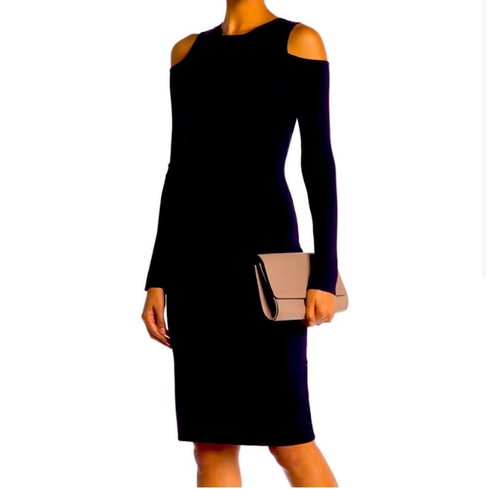 Eliza J Cold Shoulder Black Fitted Dress Size medium